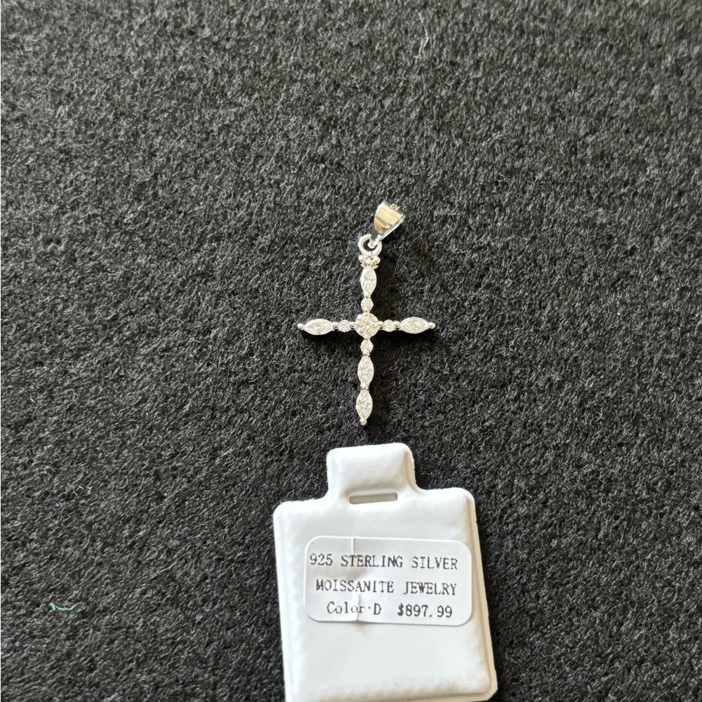 Sterling Silver Moissanite Cross Pendant